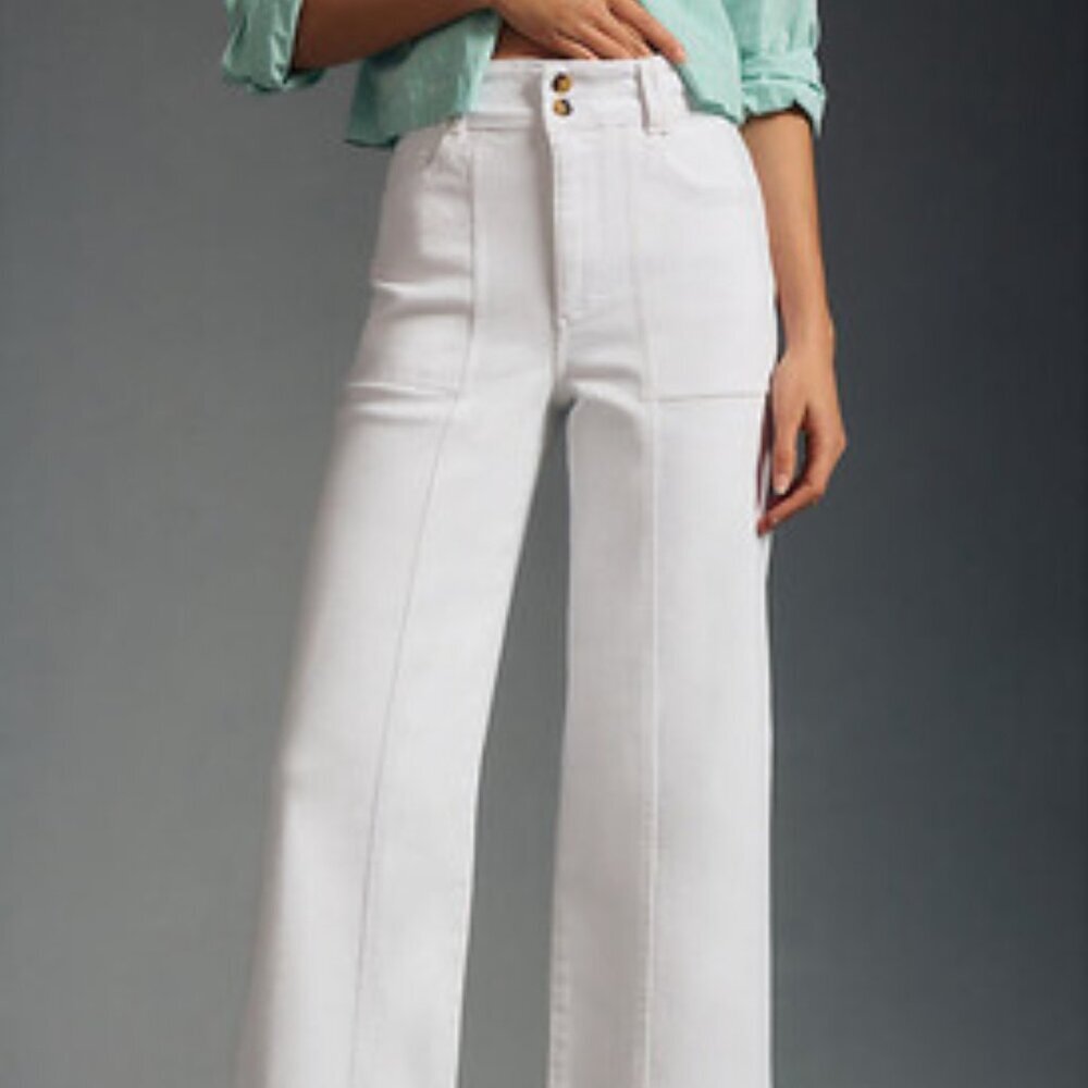 Anthropologie Pilcro White High Rise Wide Leg The Skipper Jeans